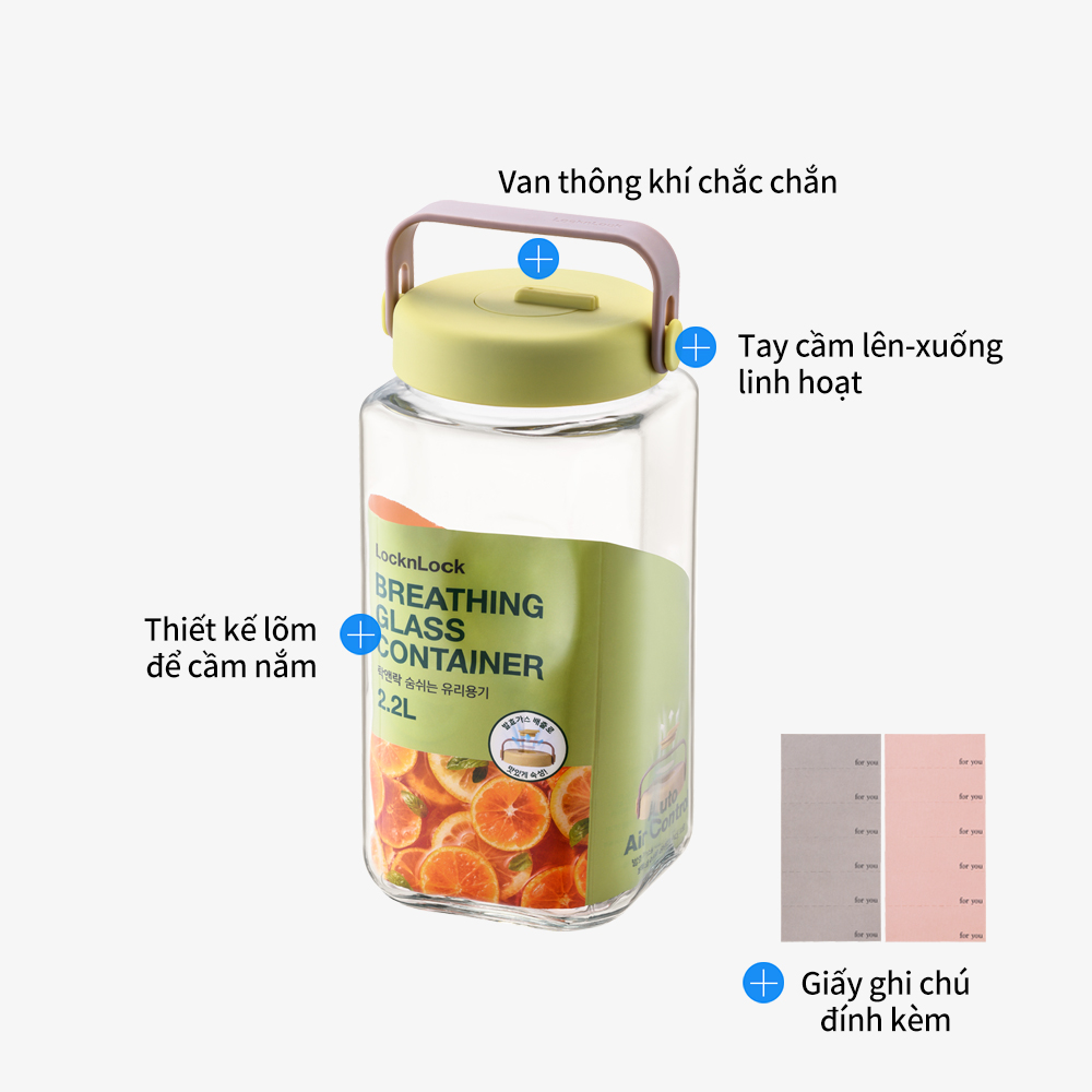 Hủ thủy tinh Breathing Canister 2.2L, dùng lên men thực phẩm - LocknLock - LNG553, , large image number 3